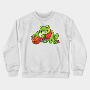 Frog at Sports with Basketball Crewneck Sweatshirt